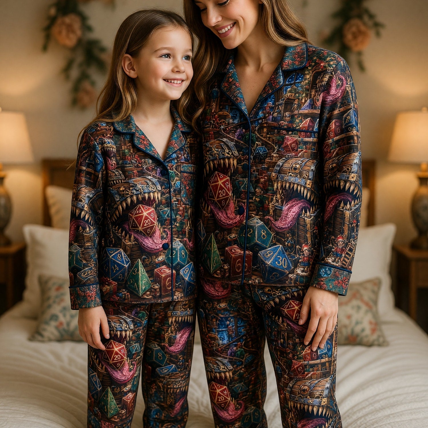 Christmas Mimic Thick Pajama Set - Holiday Dice Fantasy Apparel
