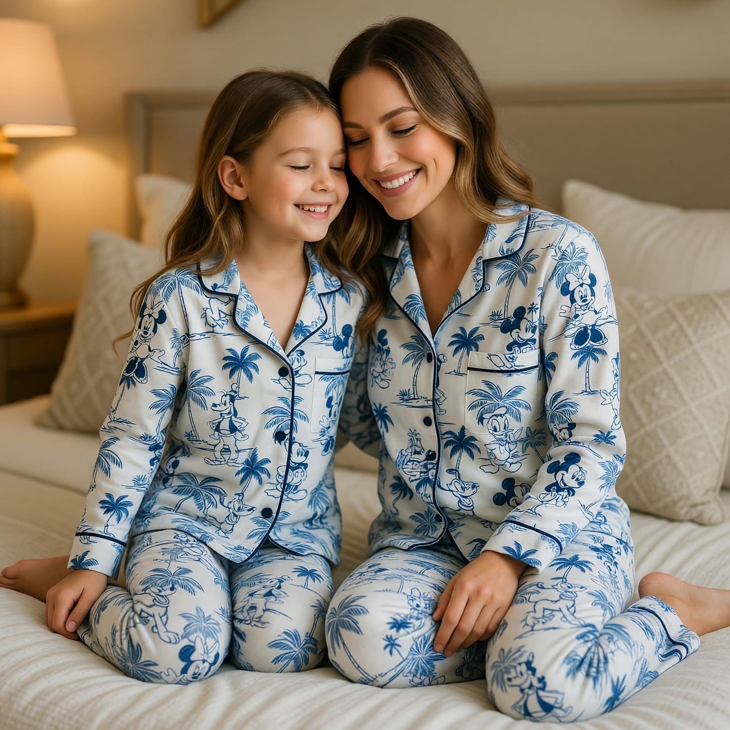 Mouse Tropical Toile Pajama Set - Vintage Beach Pattern