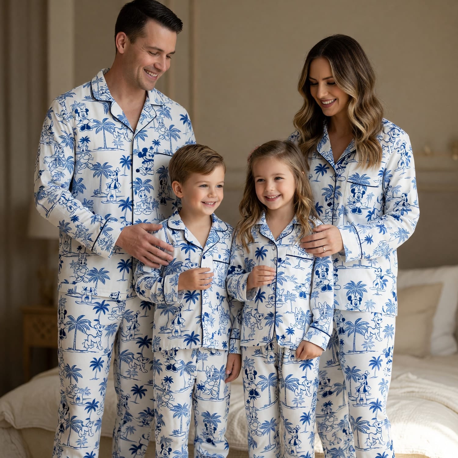 Mouse Tropical Toile Pajama Set - Vintage Beach Pattern