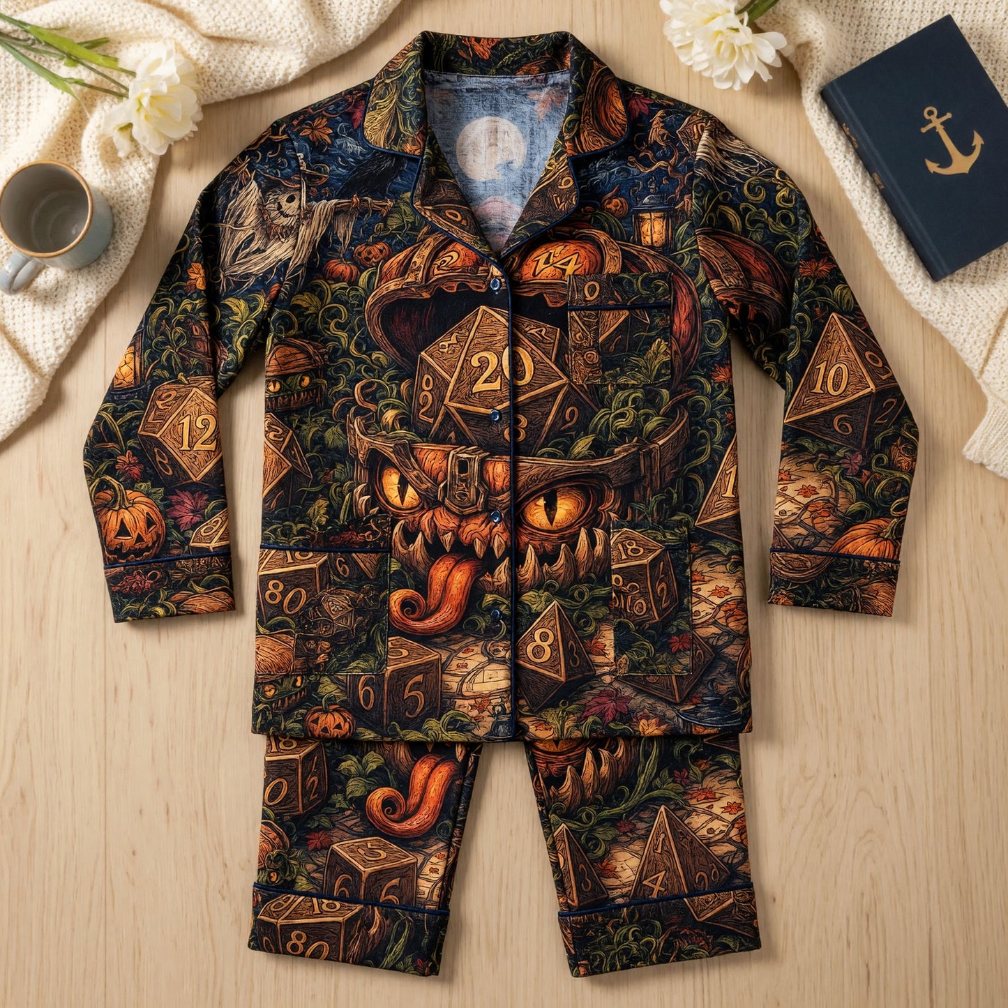 Halloween Mimic Thick Pajama Set - Dice Fantasy Autumn Wear
