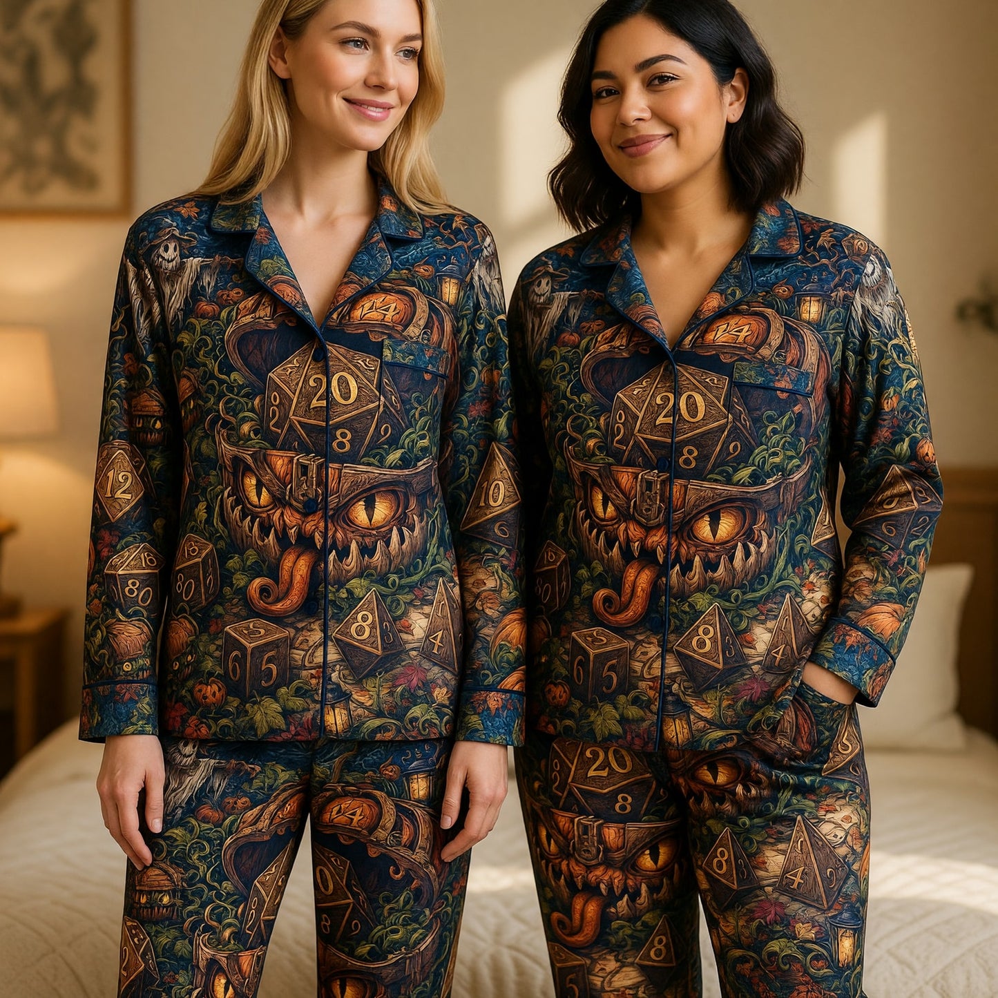 Halloween Mimic Thick Pajama Set - Dice Fantasy Autumn Wear