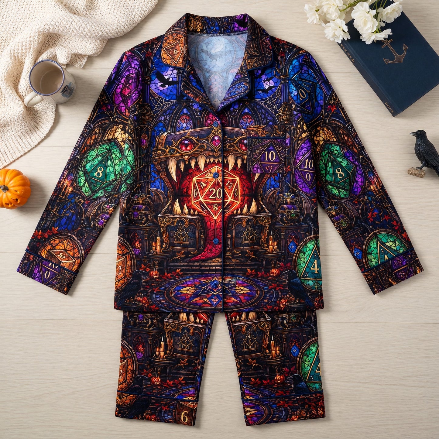 Fantasy Dungeon Dice Thick Pajama Set - Gothic Fantasy Nightwear