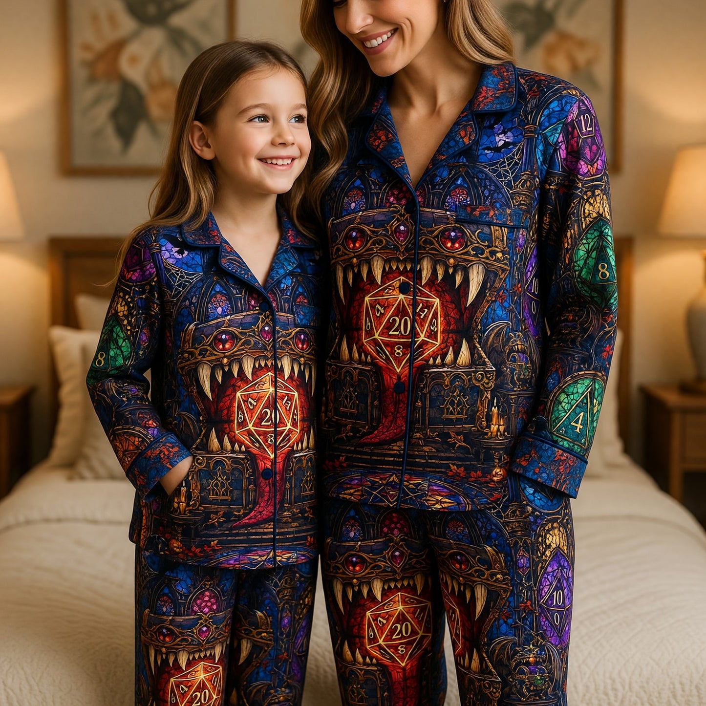 Fantasy Dungeon Dice Thick Pajama Set - Gothic Fantasy Nightwear
