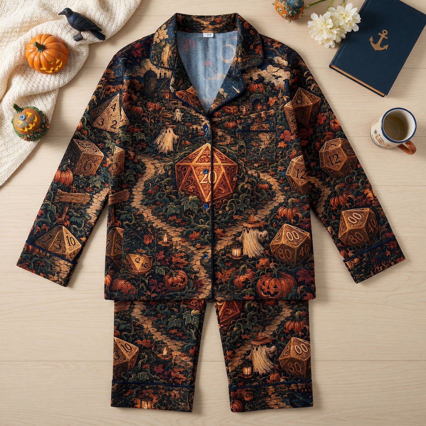 Halloween Dice Thick Pajama Set - Spooky RPG Nightwear