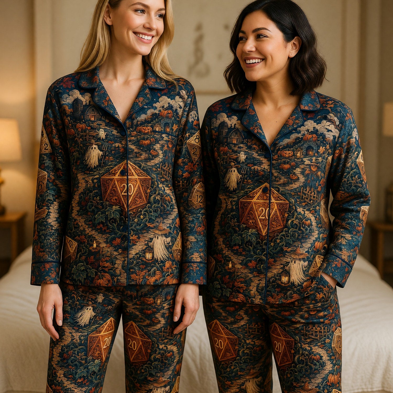 Halloween Dice Thick Pajama Set - Spooky RPG Nightwear