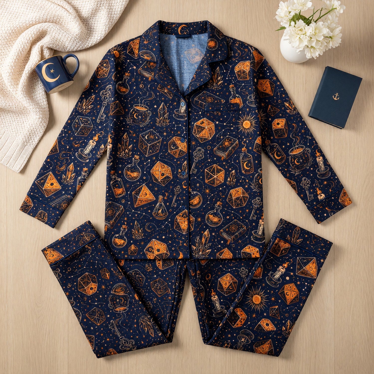 Dice Wizard Thick Pajama Set - Fantasy Magic Sleepwear