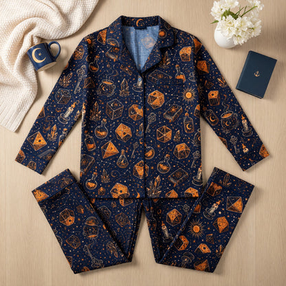 Dice Wizard Thick Pajama Set - Fantasy Magic Sleepwear
