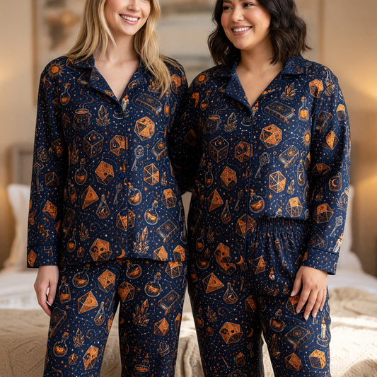 Dice Wizard Thick Pajama Set - Fantasy Magic Sleepwear