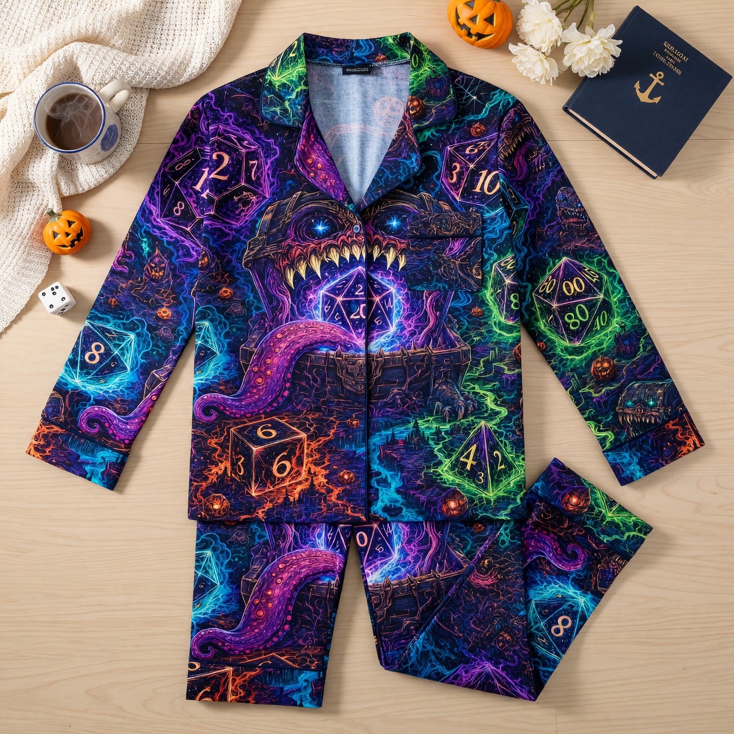 Mimic Dice Thick Pajama Set - Fantasy Tabletop RPG Sleepwear