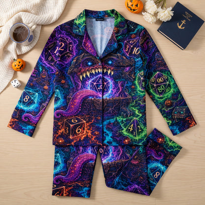 Mimic Dice Thick Pajama Set - Fantasy Tabletop RPG Sleepwear
