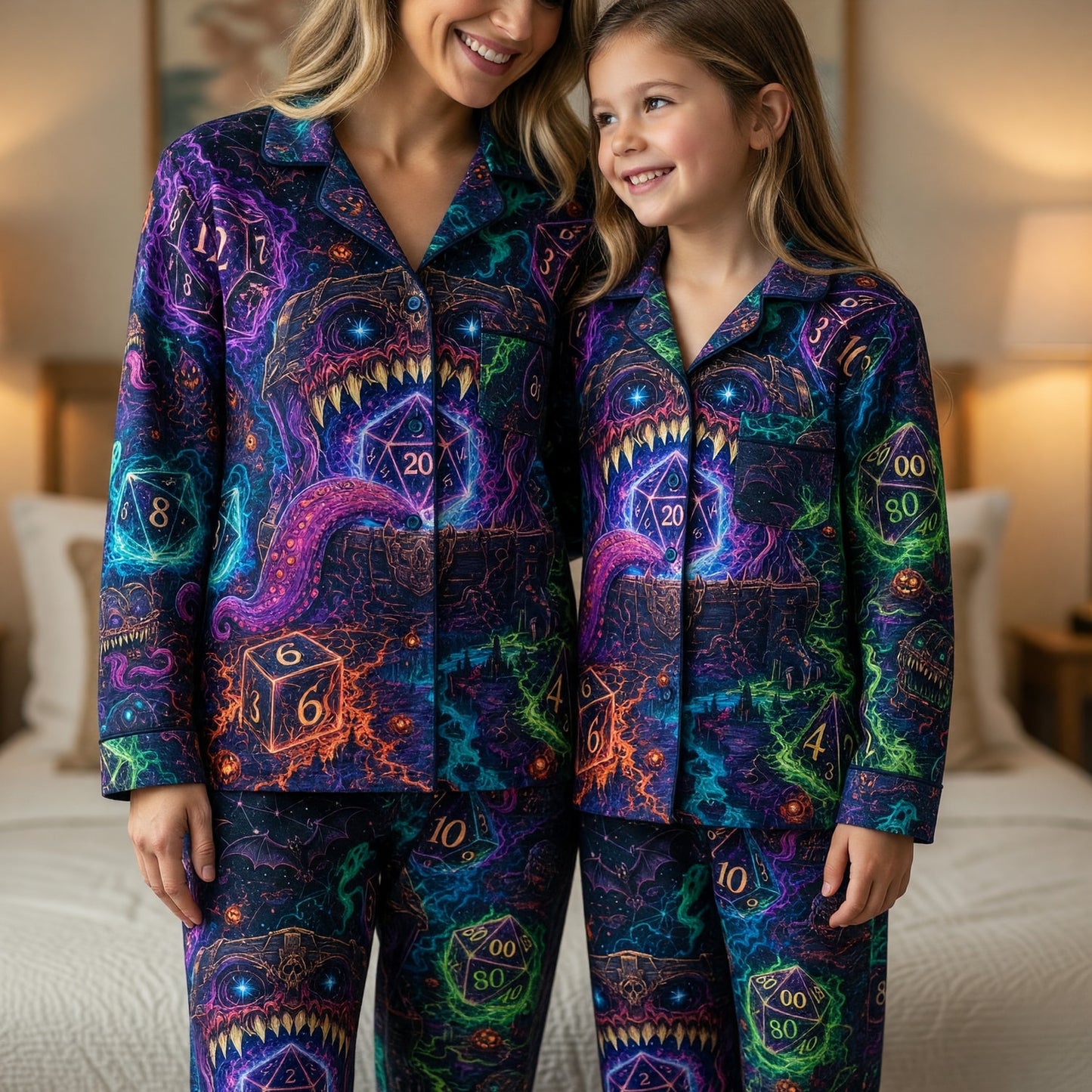 Mimic Dice Thick Pajama Set - Fantasy Tabletop RPG Sleepwear