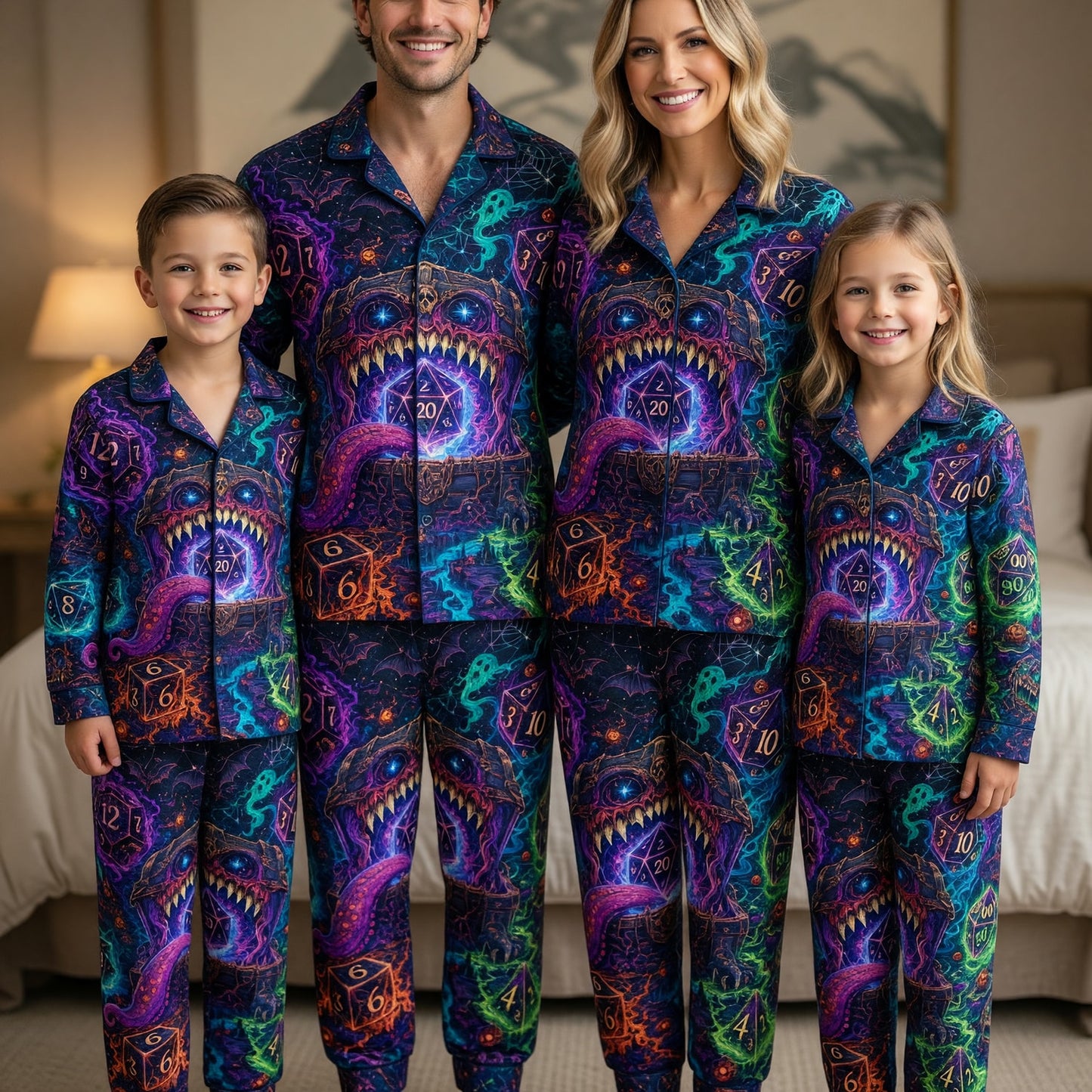 Mimic Dice Thick Pajama Set - Fantasy Tabletop RPG Sleepwear