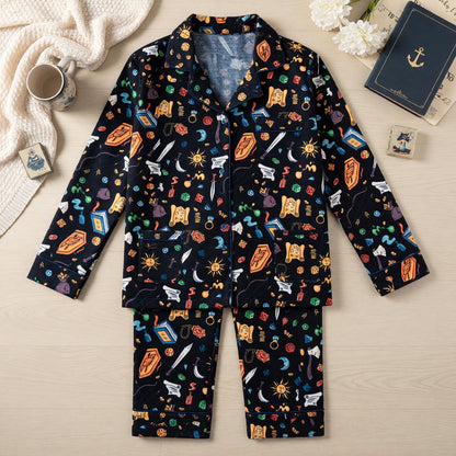 Fantasy Dungeon Thick Pajama Set - Fantasy RPG Pattern