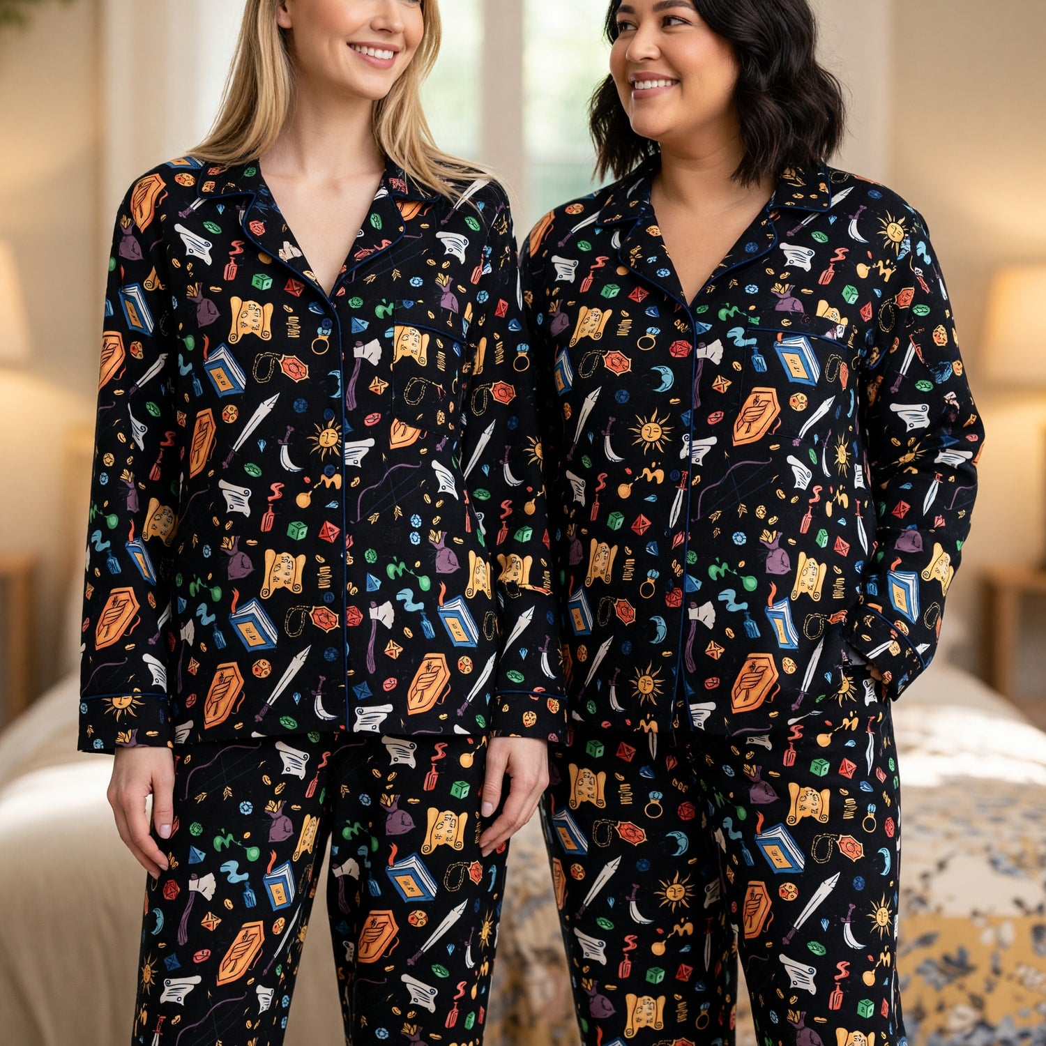 Fantasy Dungeon Thick Pajama Set - Fantasy RPG Pattern