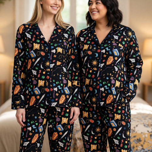 Fantasy Dungeon Thick Pajama Set - Fantasy RPG Pattern