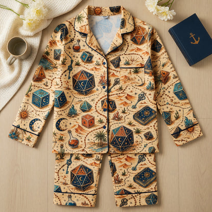 Dice Desert Adventure Thick Pajama Set - Fantasy RPG Sleepwear