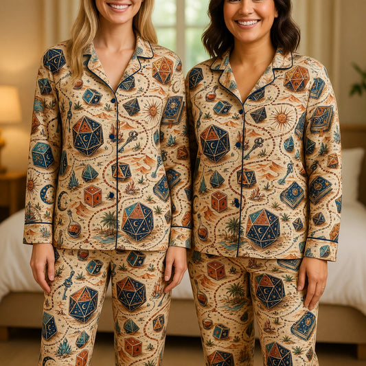 Dice Desert Adventure Thick Pajama Set - Fantasy RPG Sleepwear