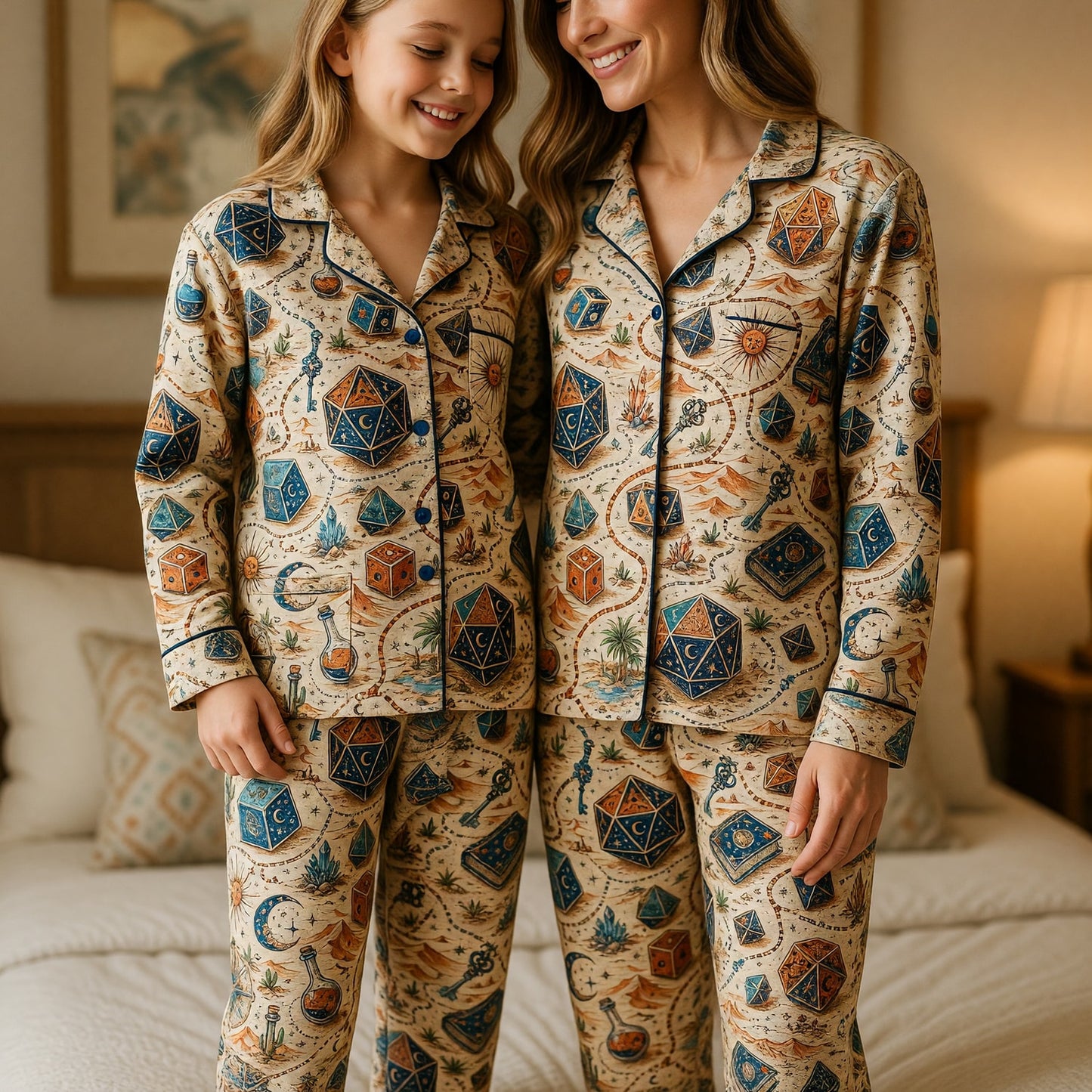 Dice Desert Adventure Thick Pajama Set - Fantasy RPG Sleepwear