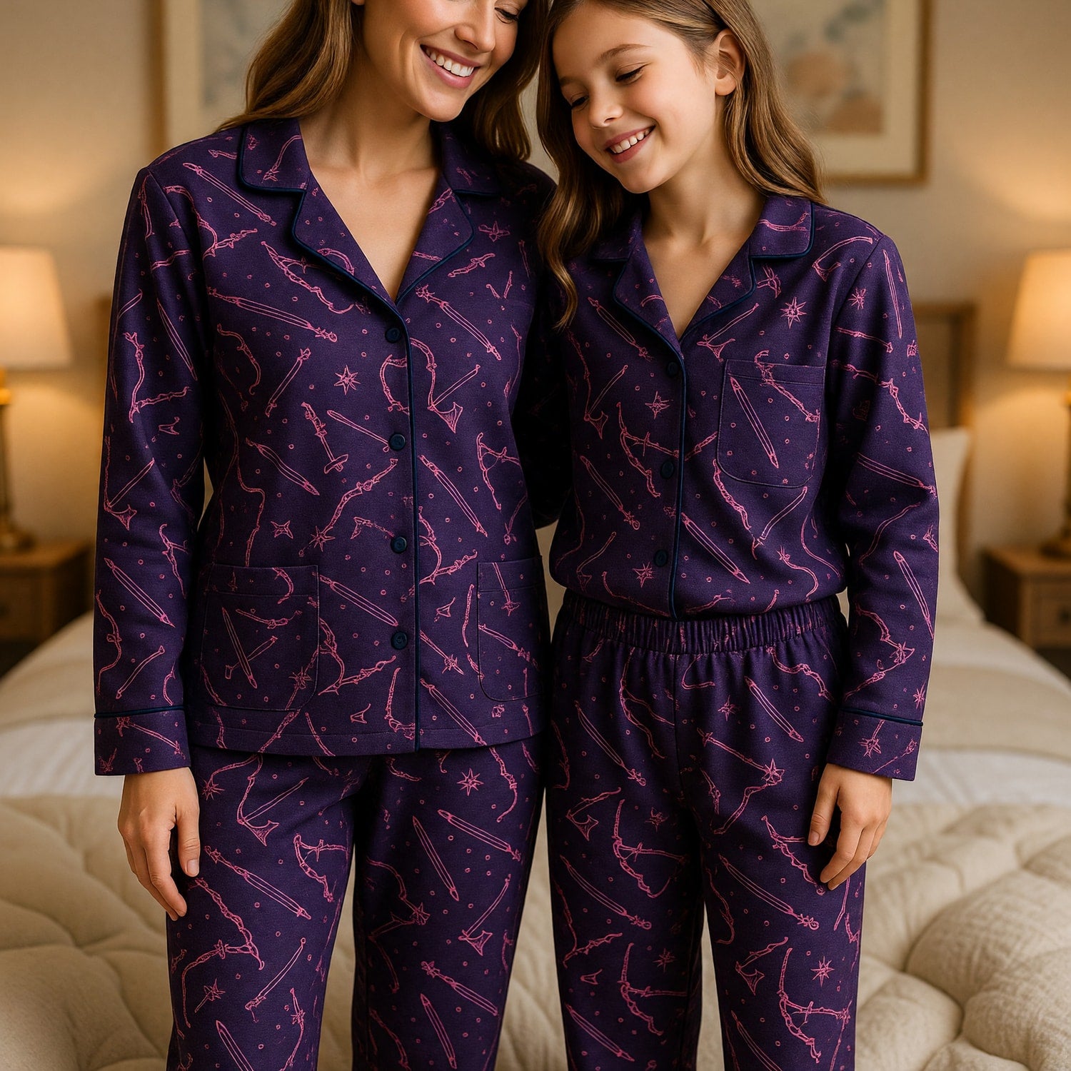 Fantasy Weapons Thick Pajama Set - Dark Medieval RPG Sleepwear