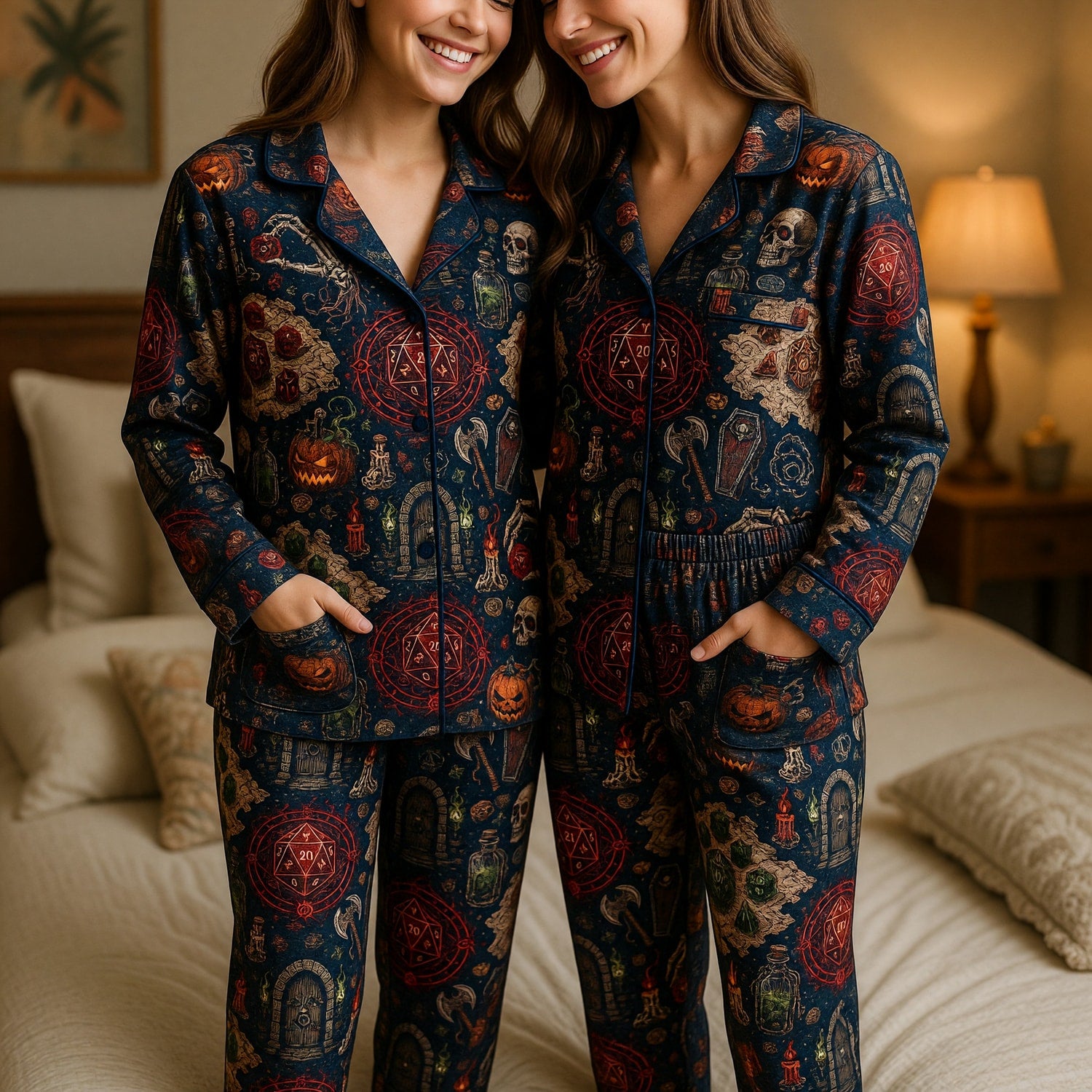 D20 Halloween Pajama Set - Gothic RPG Dungeon Sleepwear