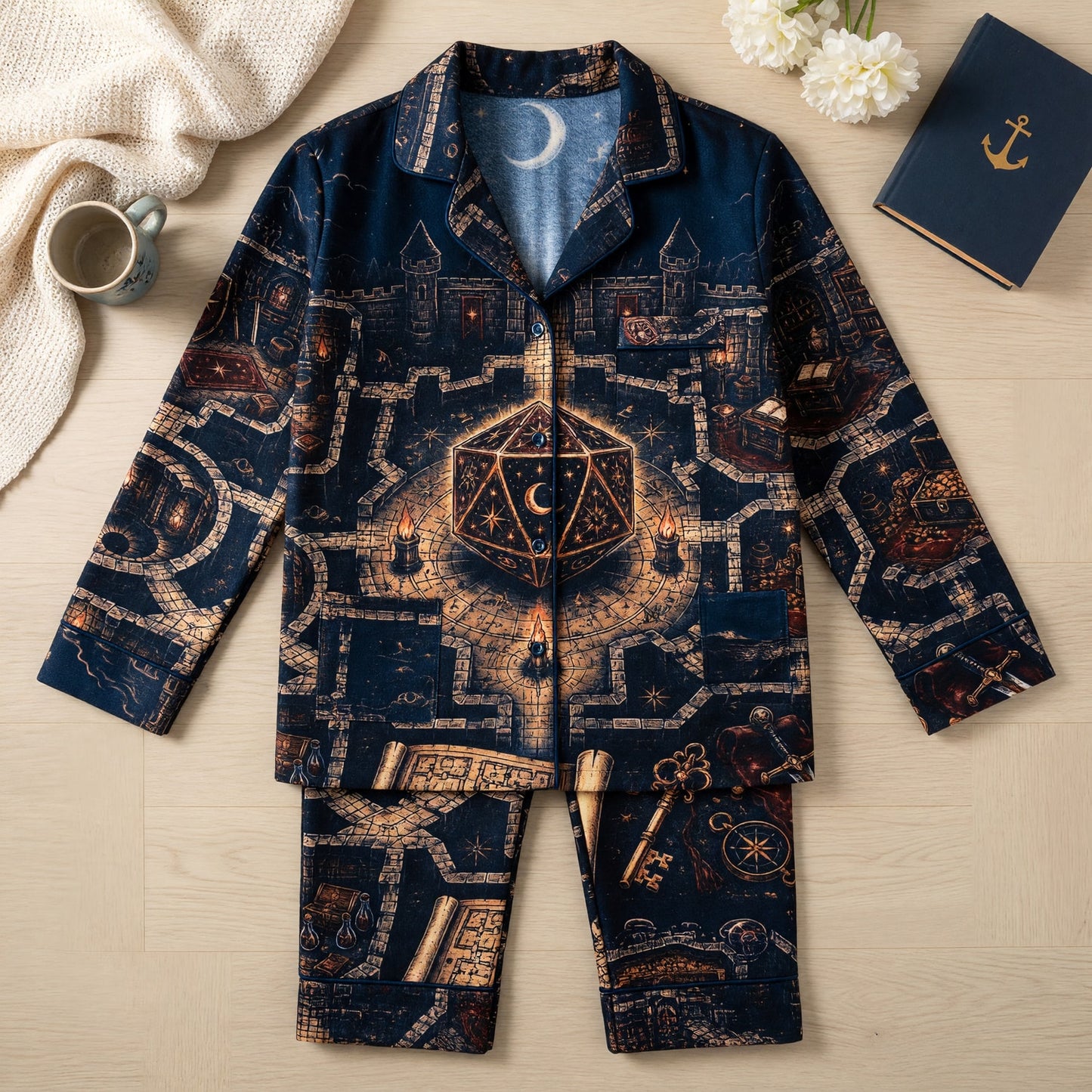 Fantasy Dungeon D20 Thick Pajama Set - Fantasy Castle Nightwear