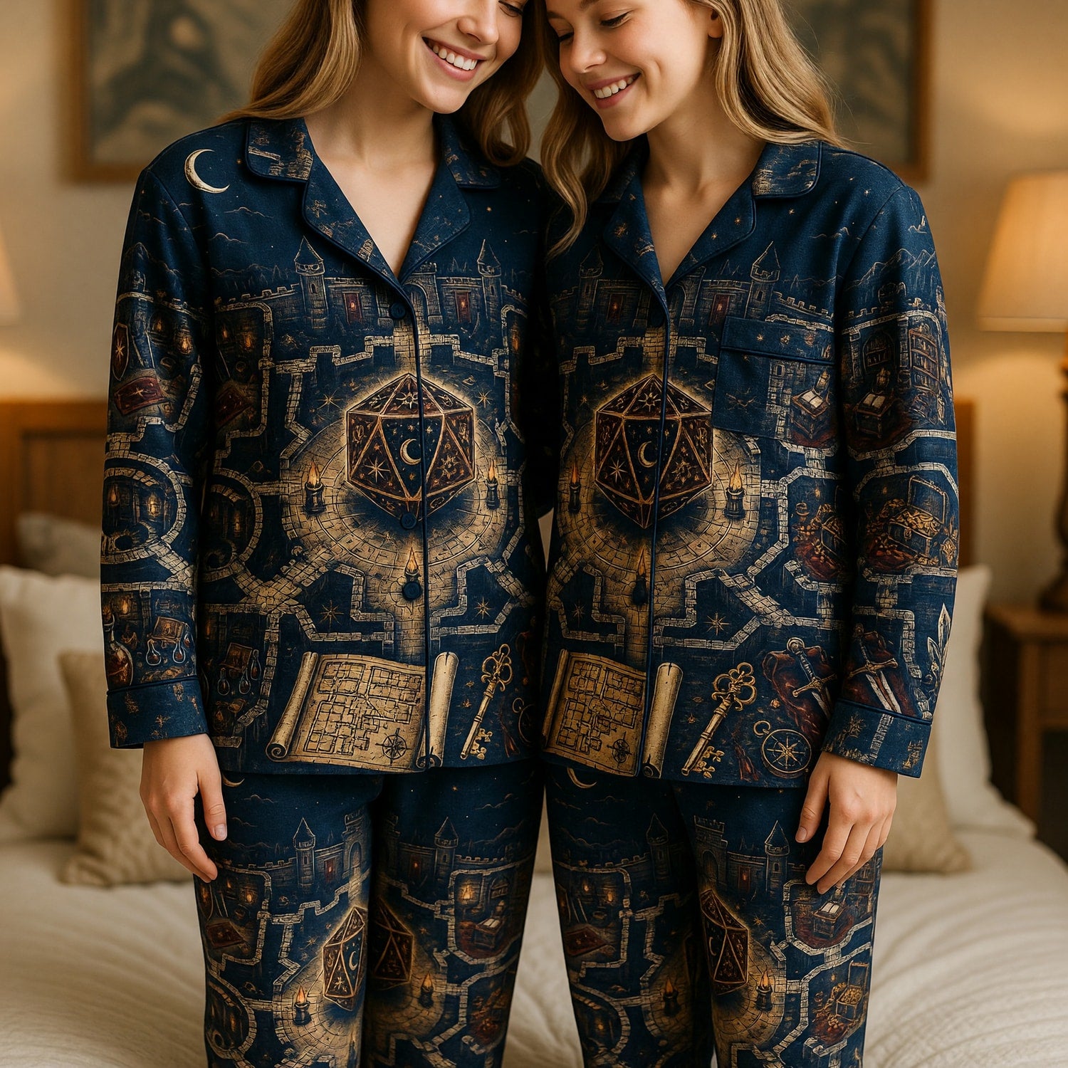 Fantasy Dungeon D20 Thick Pajama Set - Fantasy Castle Nightwear