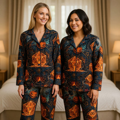 Halloween Dice Thick Pajama Set - Pumpkin RPG Nightwear