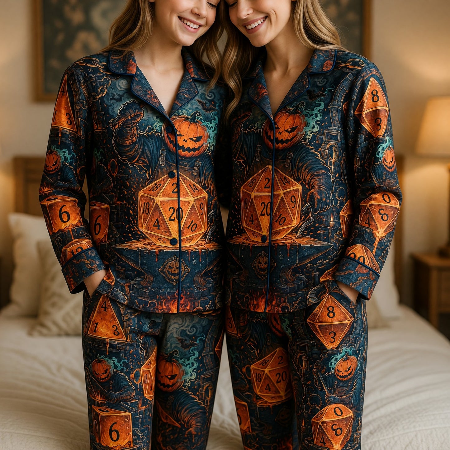 Halloween Dice Thick Pajama Set - Pumpkin RPG Nightwear