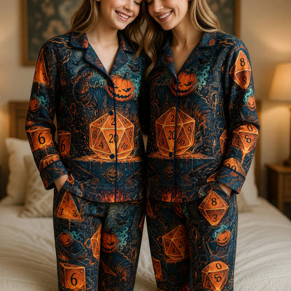 Halloween Dice Thick Pajama Set - Pumpkin RPG Nightwear