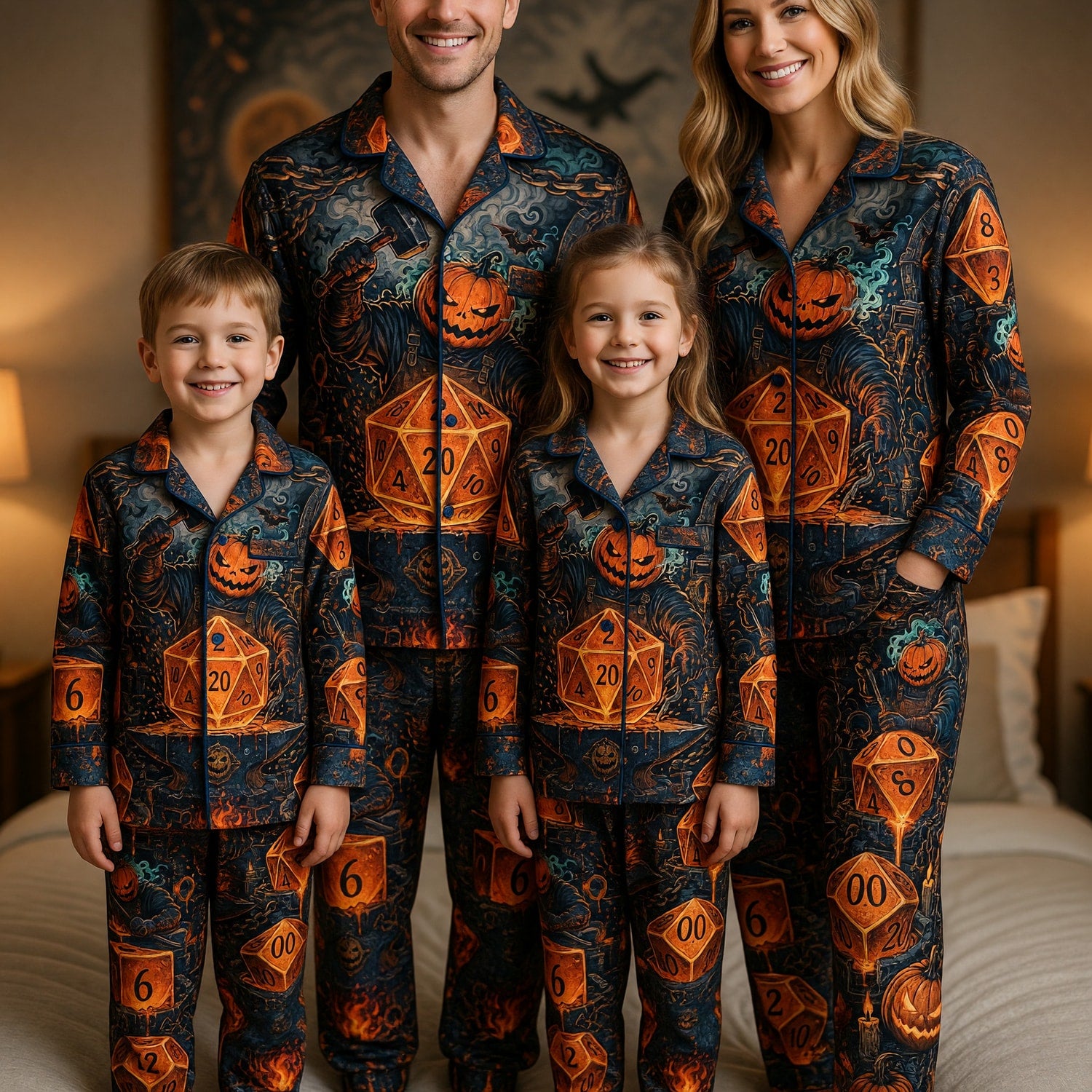 Halloween Dice Thick Pajama Set - Pumpkin RPG Nightwear