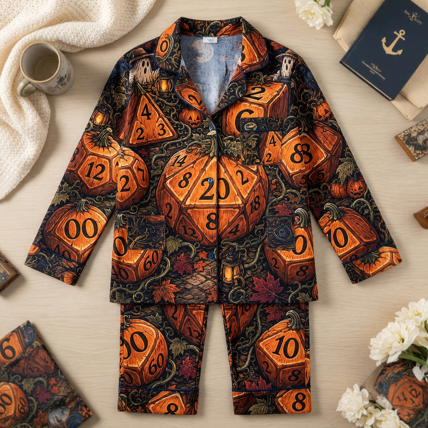 Halloween Dice Thick Pajama Set - Spooky RPG Sleepwear