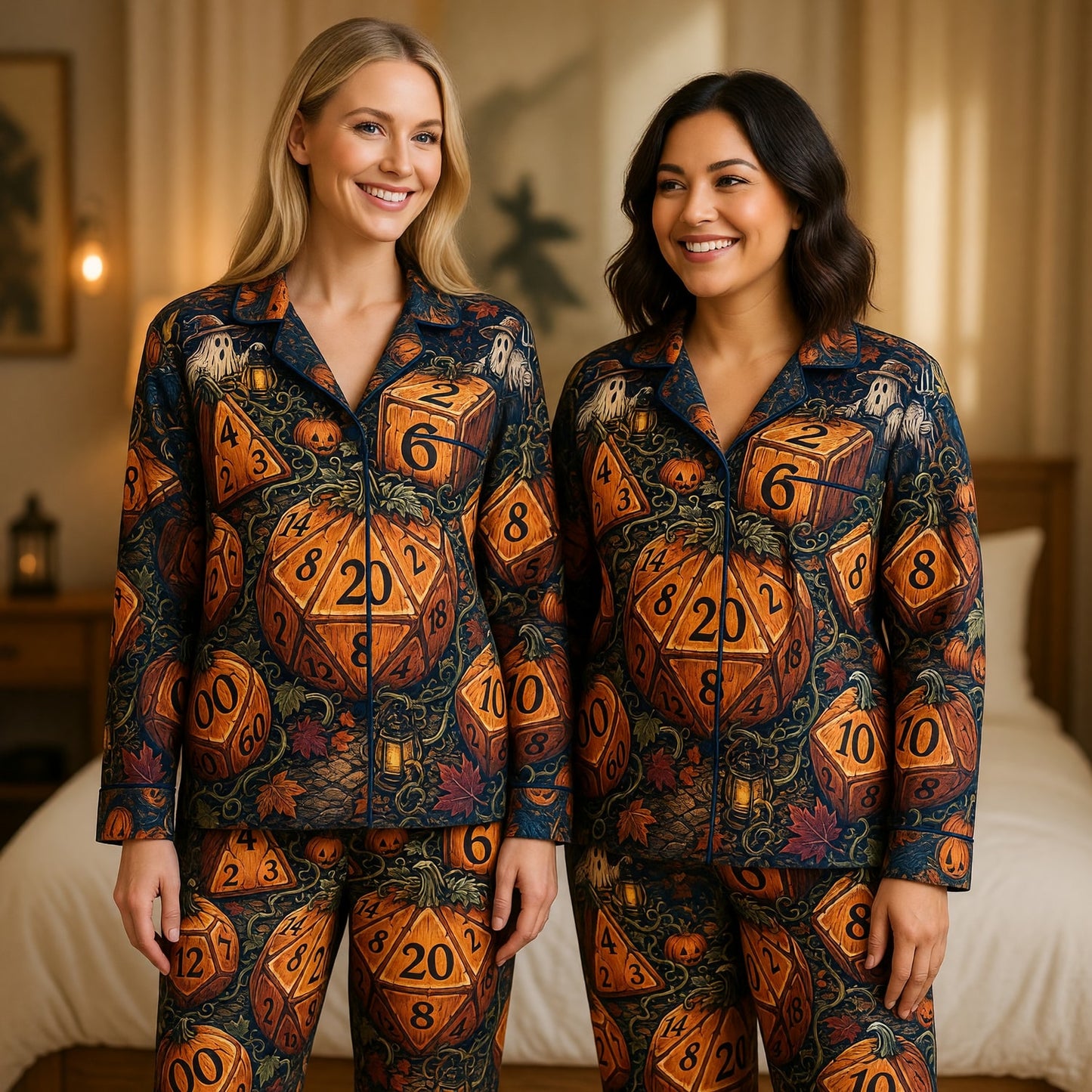 Halloween Dice Thick Pajama Set - Spooky RPG Sleepwear