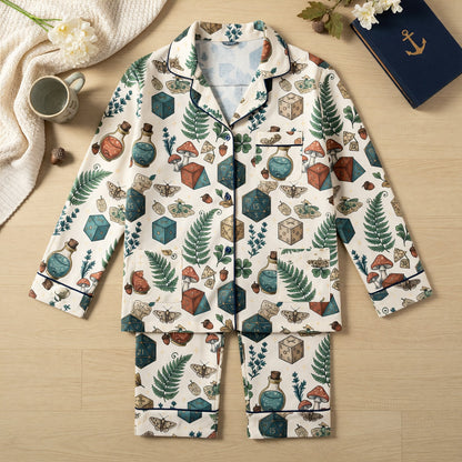 Fantasy Dice Thick Pajama Set - Mushroom Potion RPG Sleepwear
