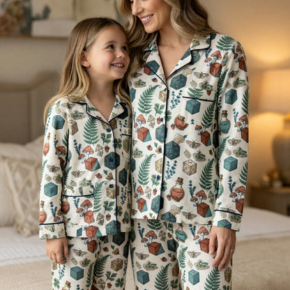 Fantasy Dice Thick Pajama Set - Mushroom Potion RPG Sleepwear