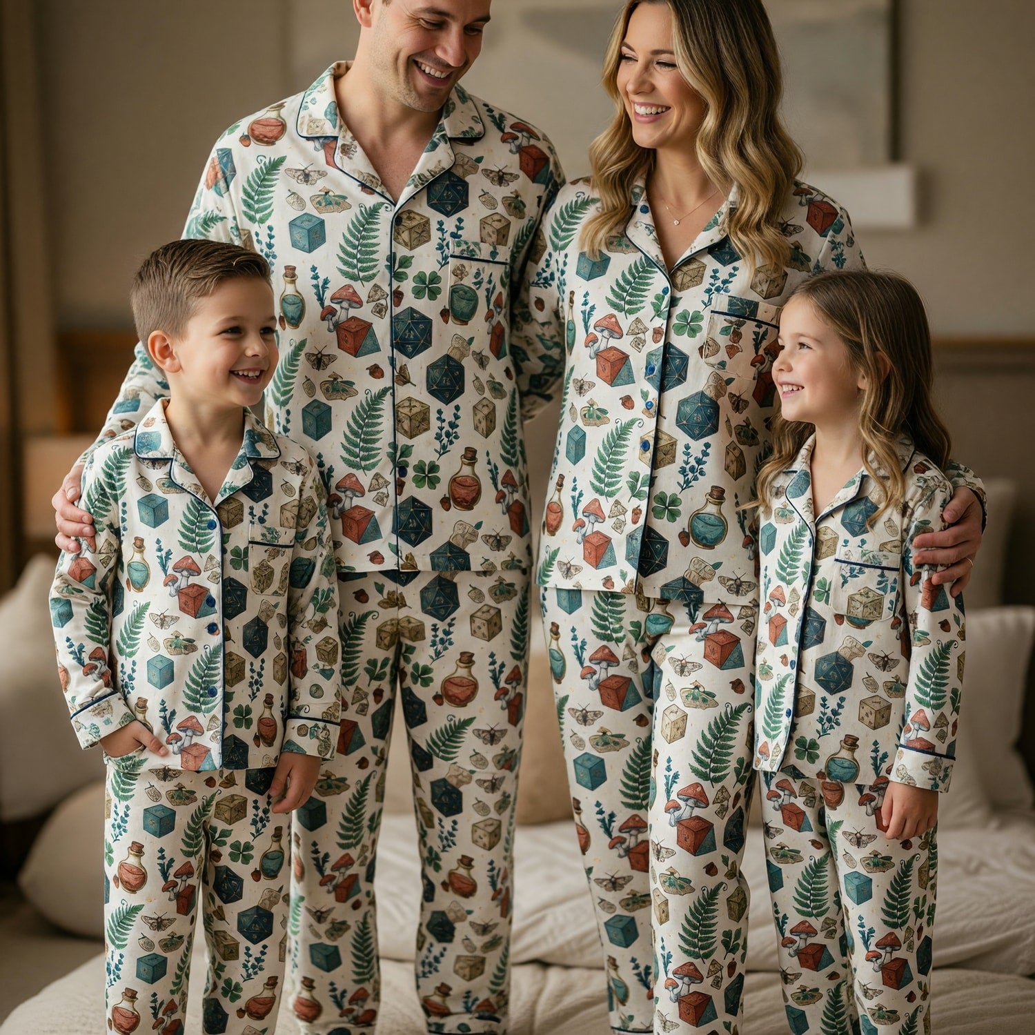 Fantasy Dice Thick Pajama Set - Mushroom Potion RPG Sleepwear