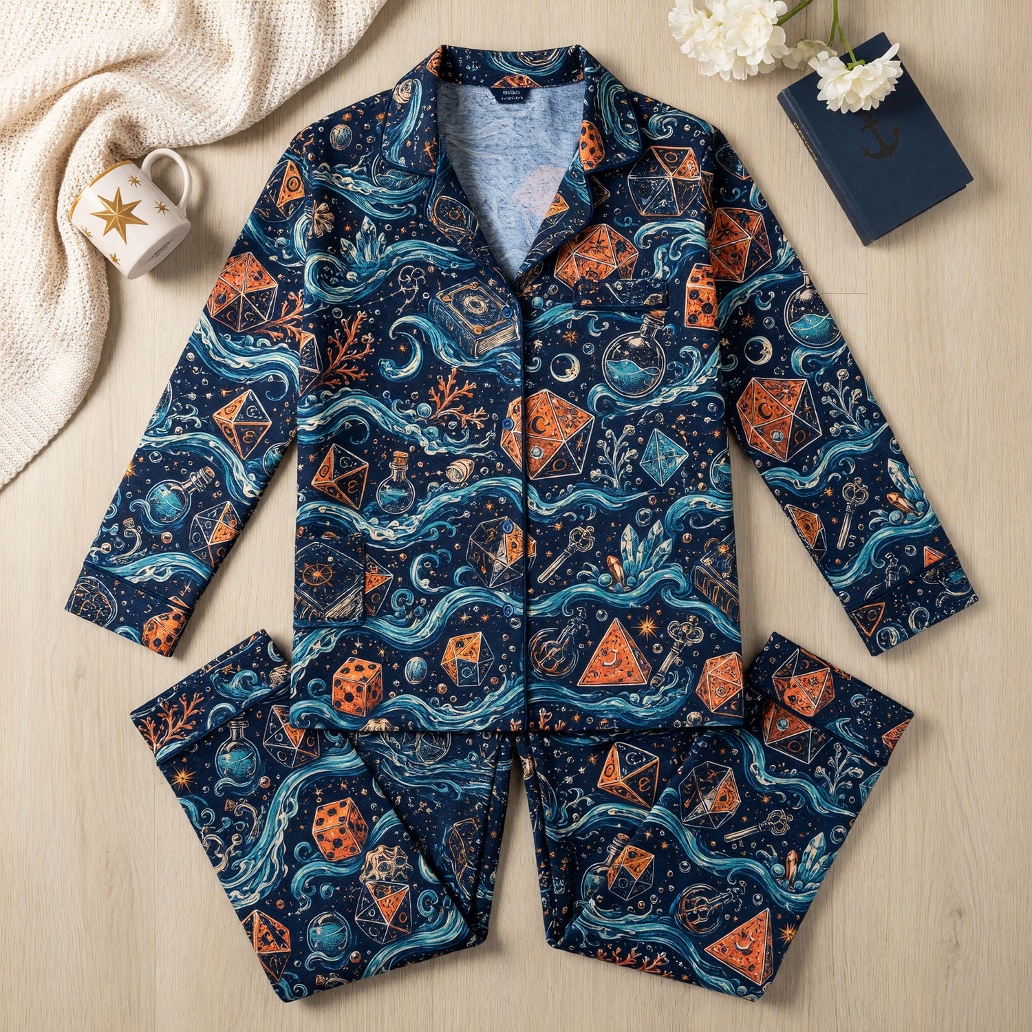 Dice Ocean Thick Pajama Set - Mystic Fantasy RPG Pattern