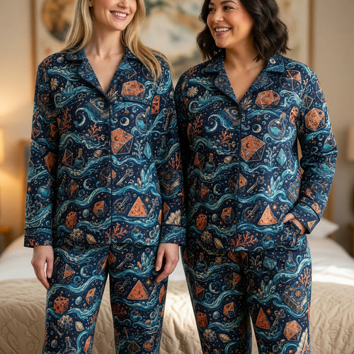 Dice Ocean Thick Pajama Set - Mystic Fantasy RPG Pattern