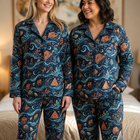 Dice Ocean Thick Pajama Set - Mystic Fantasy RPG Pattern