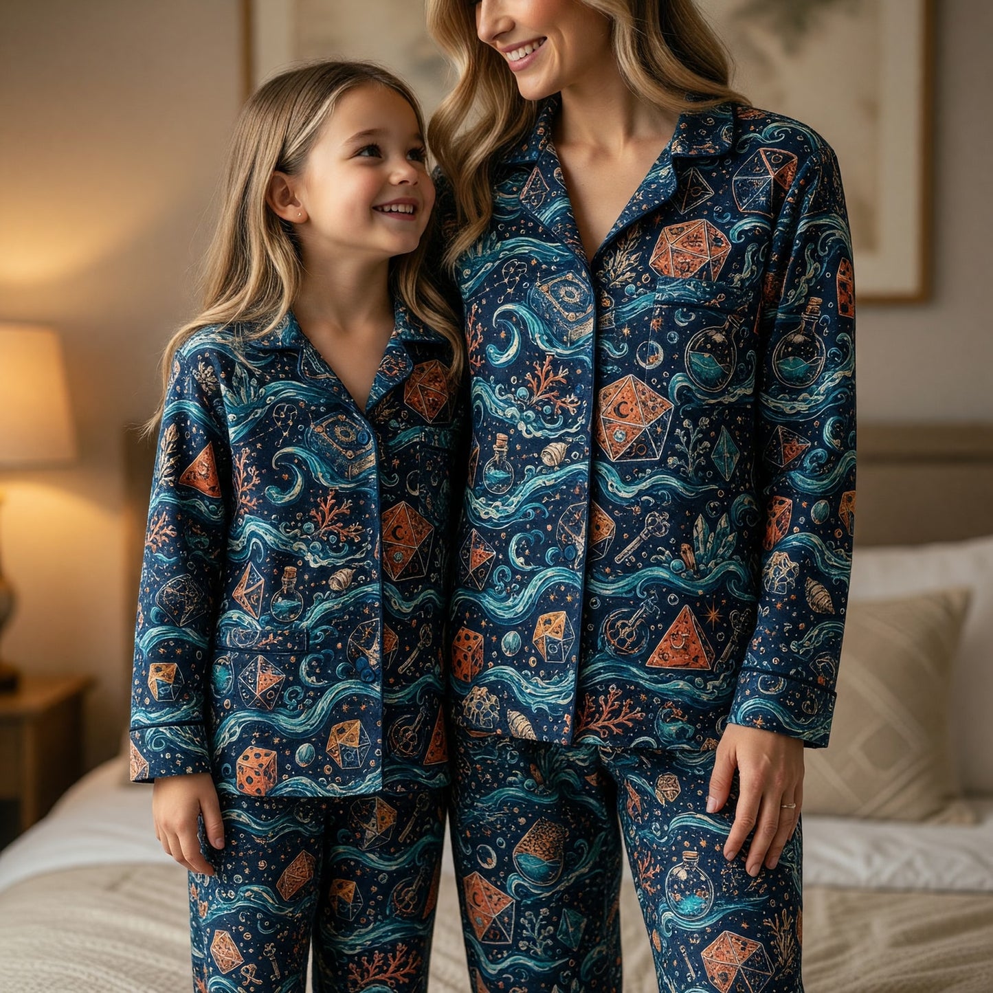 Dice Ocean Thick Pajama Set - Mystic Fantasy RPG Pattern