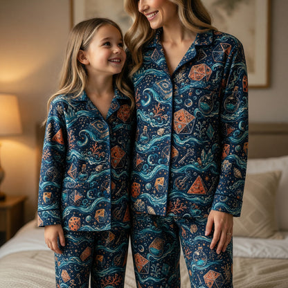 Dice Ocean Thick Pajama Set - Mystic Fantasy RPG Pattern