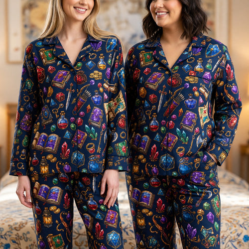 Fantasy Loot Thick Pajama Set - Stained Glass RPG Pattern