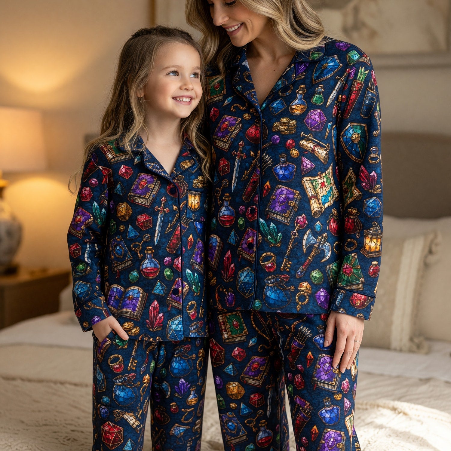 Fantasy Loot Thick Pajama Set - Stained Glass RPG Pattern