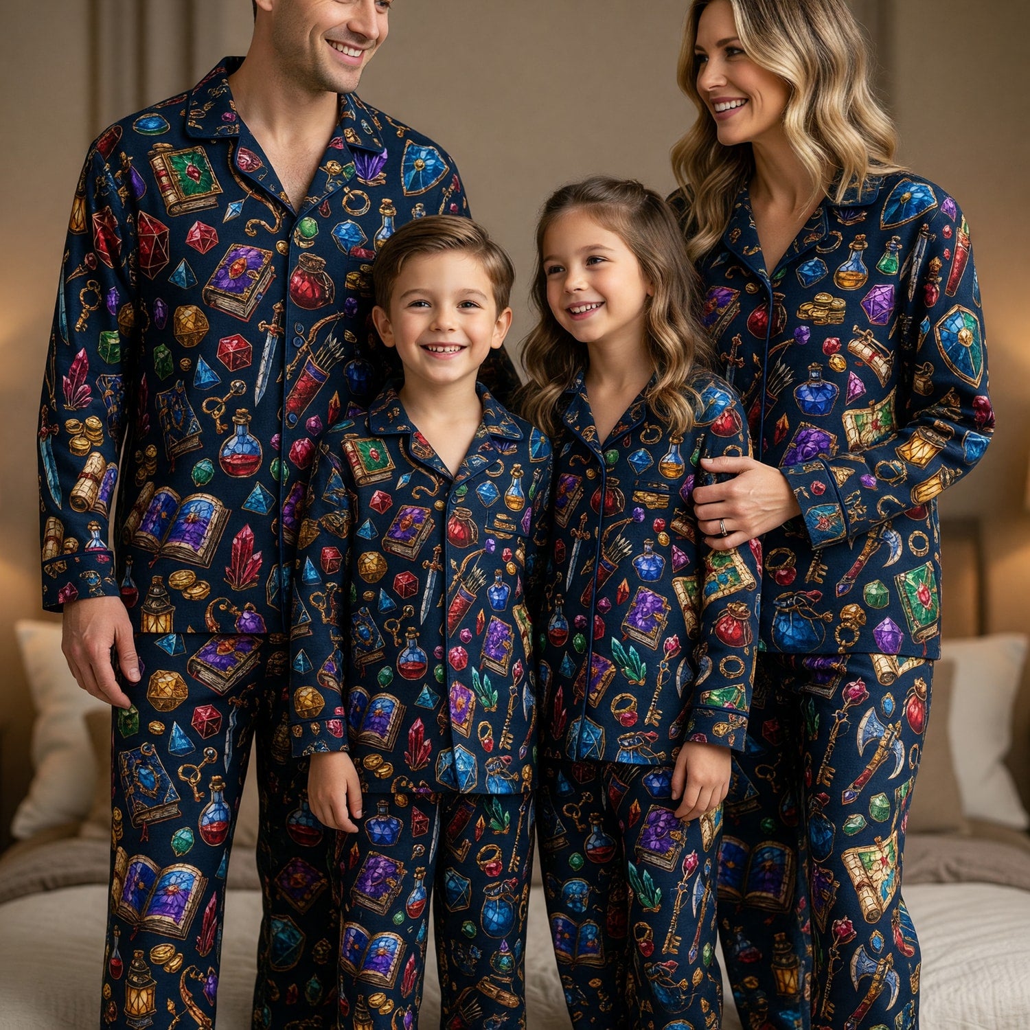 Fantasy Loot Thick Pajama Set - Stained Glass RPG Pattern