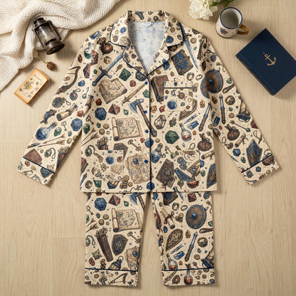 Fantasy Dungeon Thick Pajama Set - RPG Dice Fantasy Pattern
