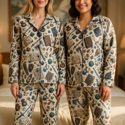 Fantasy Dungeon Thick Pajama Set - RPG Dice Fantasy Pattern