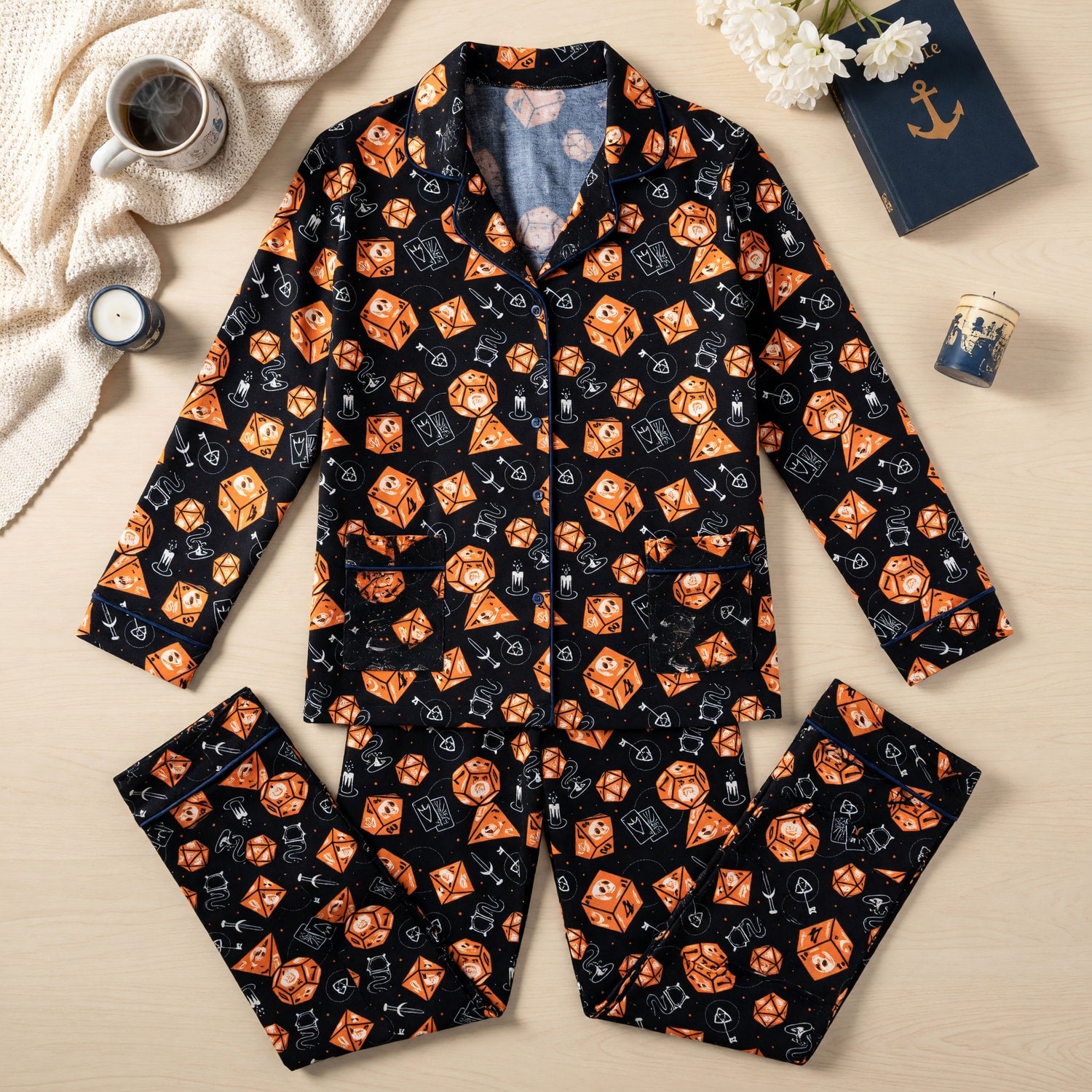 Fantasy Dungeon Dice Thick Pajama Set - Fantasy RPG Sleepwear