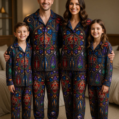 Fantasy Dungeon D20 Thick Pajama Set - Fantasy Stained Glass Halloween