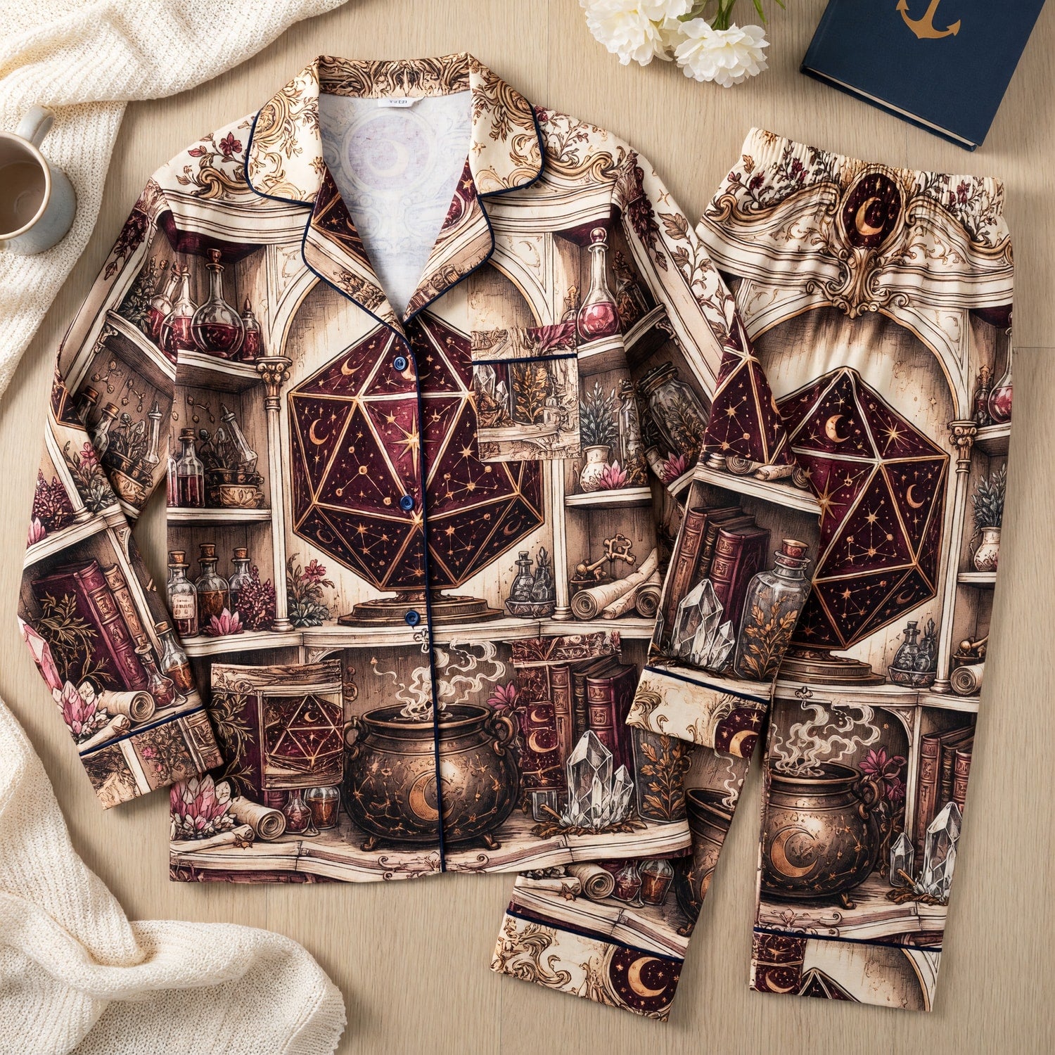 Celestial D20 Alchemy Thick Pajama Set - Fantasy Witch Nightwear