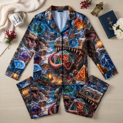 Christmas Mimic Thick Pajama Set - Fantasy Dice Holiday Sleepwear
