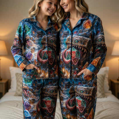 Christmas Mimic Thick Pajama Set - Fantasy Dice Holiday Sleepwear